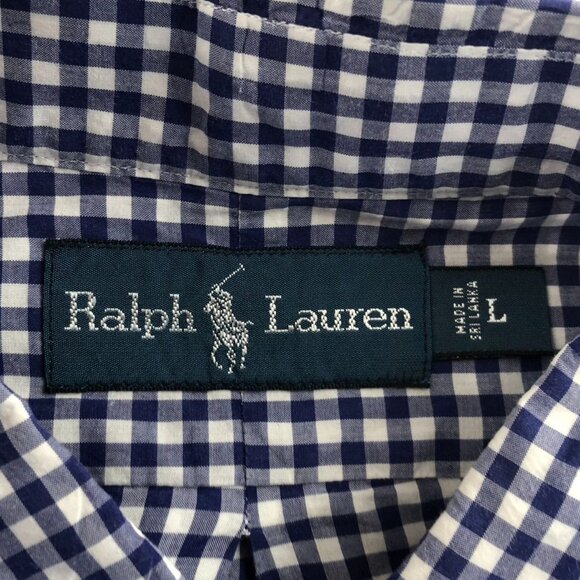 Ralph Lauren Men’s Shirt Large Long Sleeve Blue Gingham Button Down Y2K Casual - Picture 3 of 10